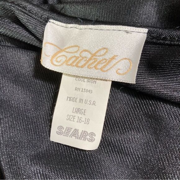 Cachet Black Vintage Lingerie Long Maxi Nightgown Large Lace Detail 80s - Picture 11 of 11